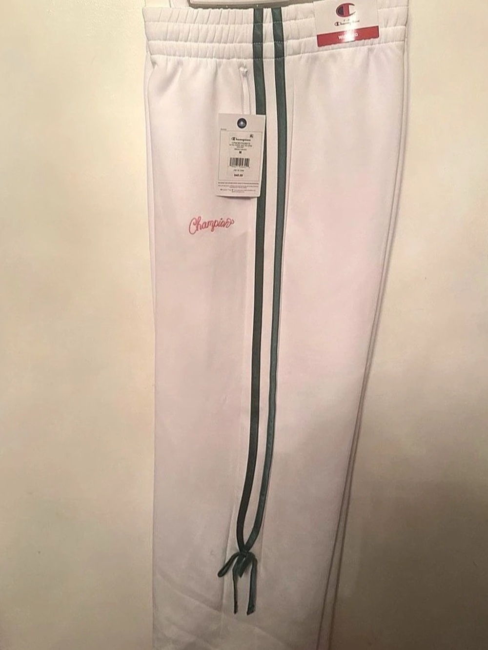 Champion Wide Leg Track Pants White Medium NWT